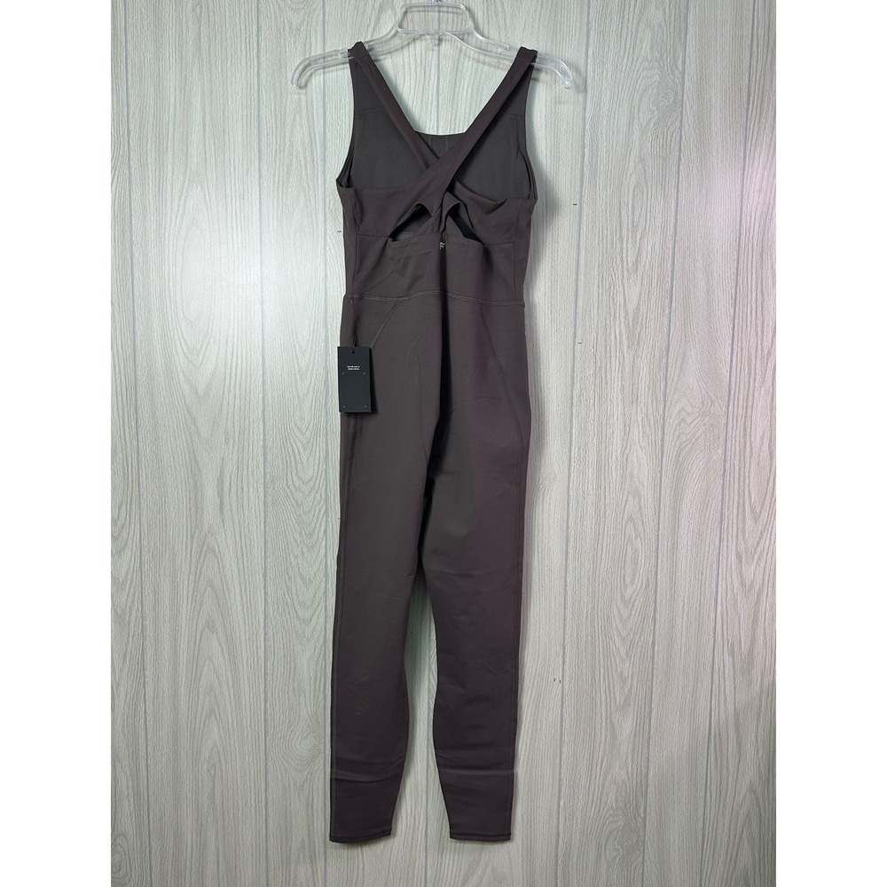 Fabletics‎ PowerHold Define Jumpsuit Taupe Slate Crisscross Back Womens M